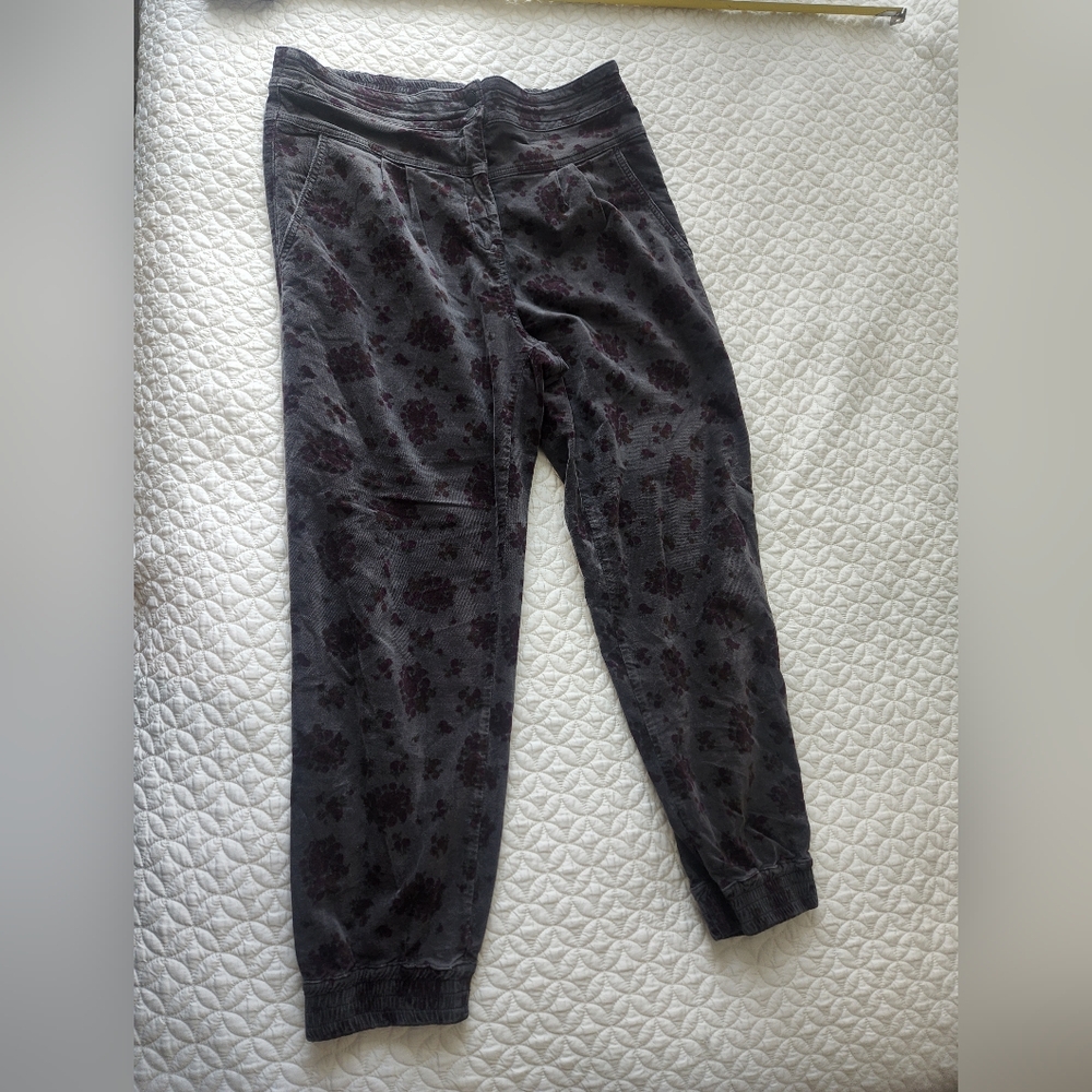 Anthropologie Charcoal Floral Pants